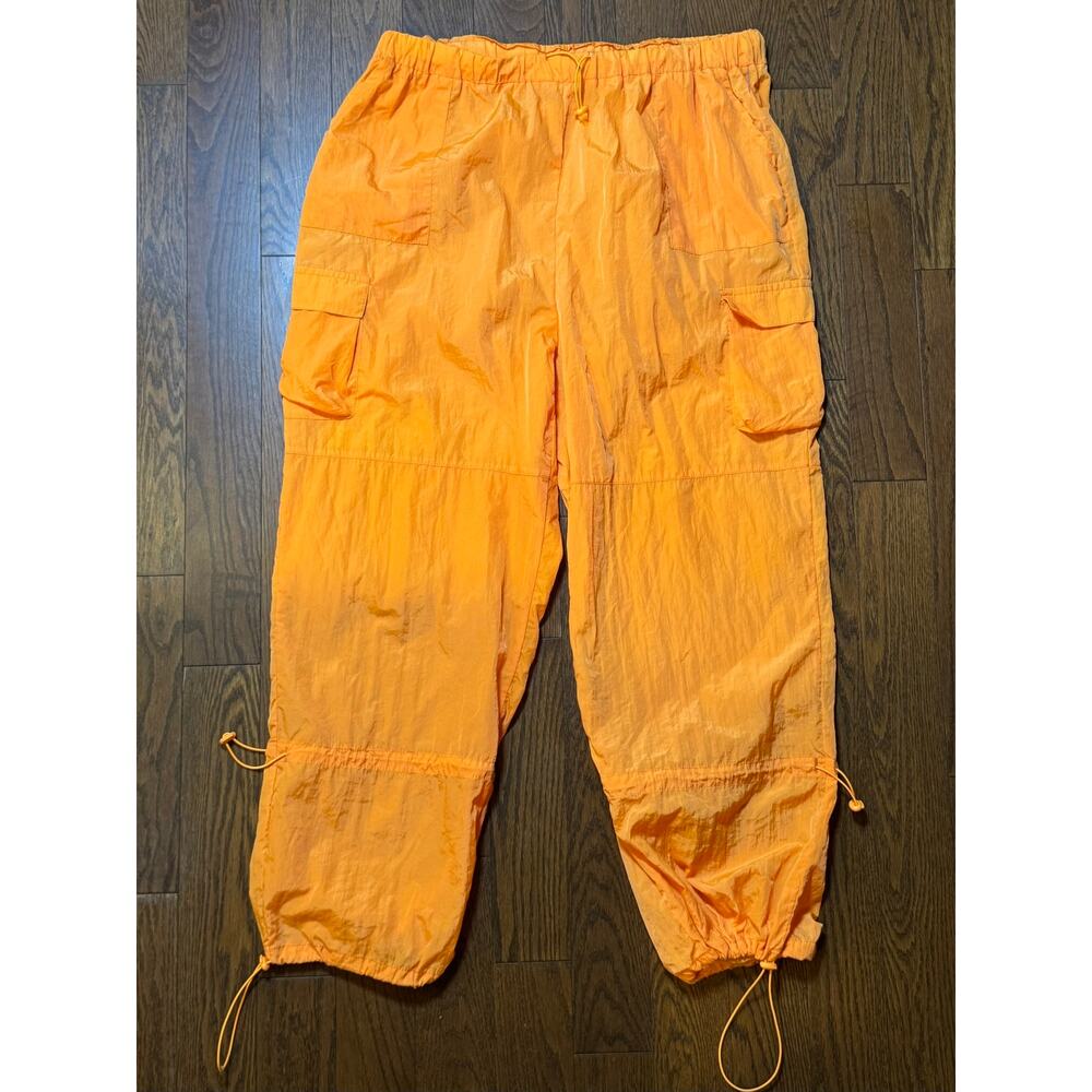 Rue+ Parachute Cargo Pants Nylon Orange 2X Plus Size Y2K Gorpcore Utility